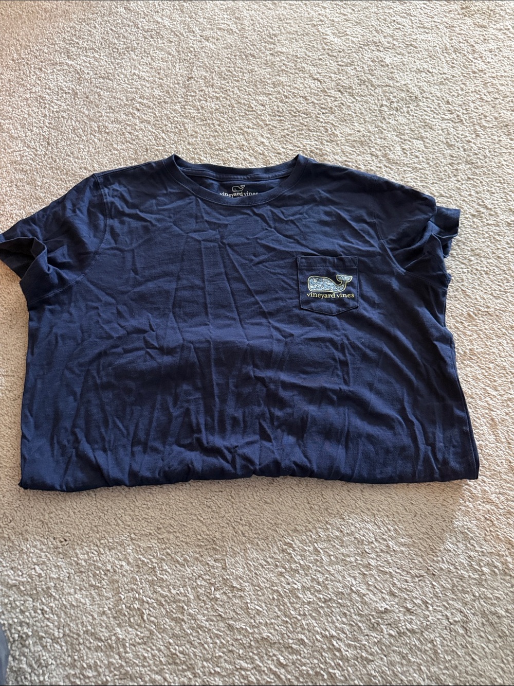 Vineyard Vines Navy Short-Sleeve Pocket Tee with Whale Patch